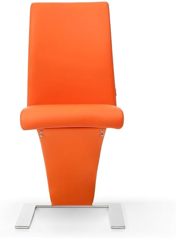 ZURI Modern Mesa Dining Chair in Orange Leatherette and Stainless Steel