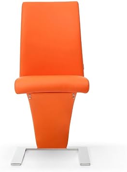ZURI Modern Mesa Dining Chair in Orange Leatherette and Stainless Steel
