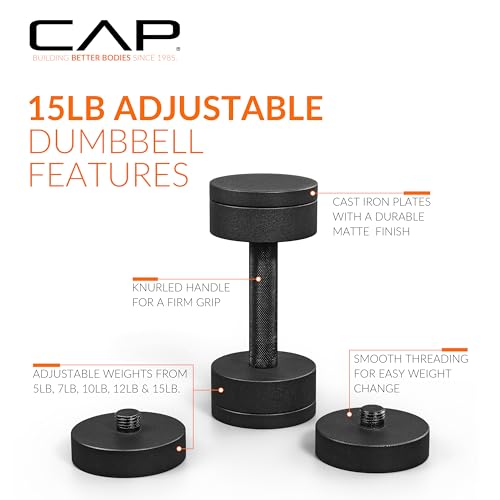 Image of CAP Barbell 15 lb Adjustable Dumbbell - Compact Cast Iron Weight | Multiple Options