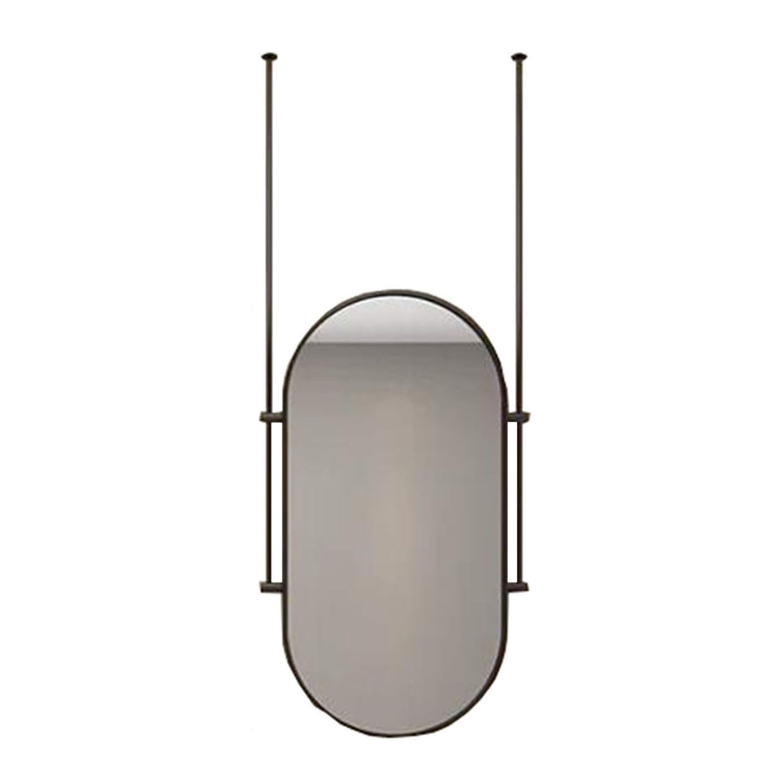 IvyLoutish Oval Mirror with Metal Frame – Bathroom Vanity Floating Rod for Home/Hotel, Black 50x80cm