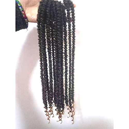 8 Packs 12" Spring Senegalese Twist Crochet Braids Hair Pre-twisted Havana Mambo Spring Twist Pre-looped Braiding Hair Synthetic Dreadlocks (T1B/30)