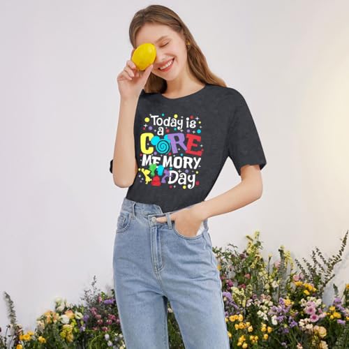 Magical Shirt for Women Funny Today is A Core Memory Day Letter Print T Shirts Cute Family Vacation Graphic Tee Tops4