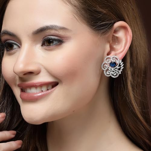 Image of Karatcart Women Green American Diamond Stud Earrings