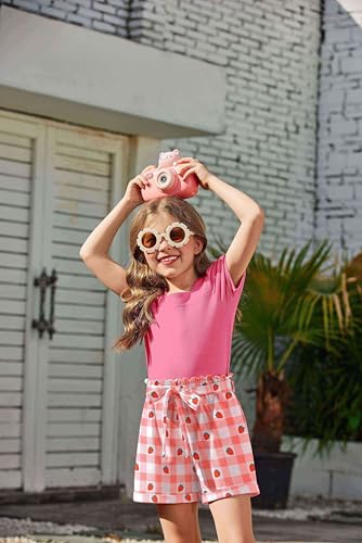 Image of Arshiner Toddler Girls 3 Piece Outfit Set Puff Sleeve Square Neck Top with Shorts and Matching Headband Summer Clothes 2T-8Y