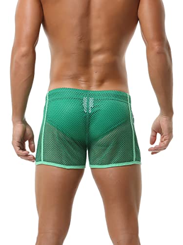 AIEOE Men’s Mesh Boxer Shorts Fishnet Lounge Hollow Underwear Trunks Sexy Loose See Through Boxer Briefs Bottom2