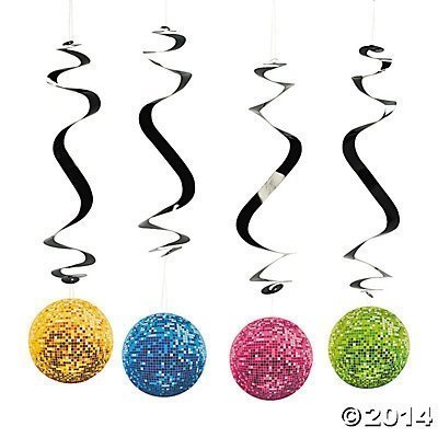 Disco Party Hanging Swirls - 12 ct