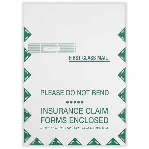 TFP ComplyRight UB-04 Self Seal Document Envelopes, 9-Inch x 12 1/2-Inch, White/Green, 100/Box (1492LL)