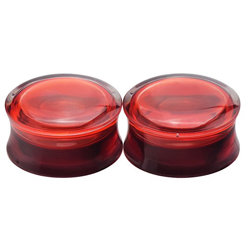 Longbeauty MX594-22MM 2Pcs Acrylic Red Liquid Blood Double Flare Ear Plugs Tunnels Gauge 7/8 Inch thumb #4