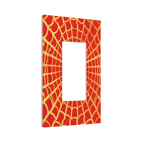 Decorative Outlet Covers Red Background with Golden Spiderweb Spider 1 Gang Rocker Light Switch Cover Plate Single Decora Light Switch Covers Wall Plate Faceplate for Home Decor