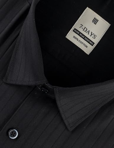 Image of 7-DAYS Men's Premium Formal Shirts - Regular Fit, Full Sleeve, 100% Pure Cotton, Self-Design, with Pocket - Stylish Office Shirts for Men