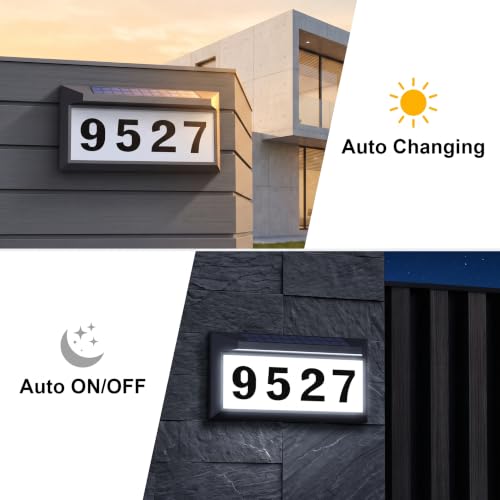 Image of 2 Pack Solar Address Sign, Lighted House Number Outdoor Waterproof, Black