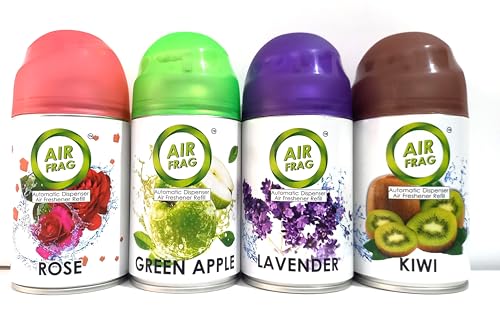 Image of Air frag automatic dispenser air freshener refill 250ml (Rose,Lavender,Green apple,Kiwi) (pack of 4)