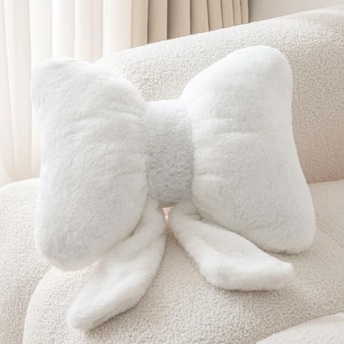 Novohive Bow Pillow Throw Pillows Butterfly Shaped Decorative Cute Pillows for Bed Sofa Cute Home Decor,White 10 * 8inch