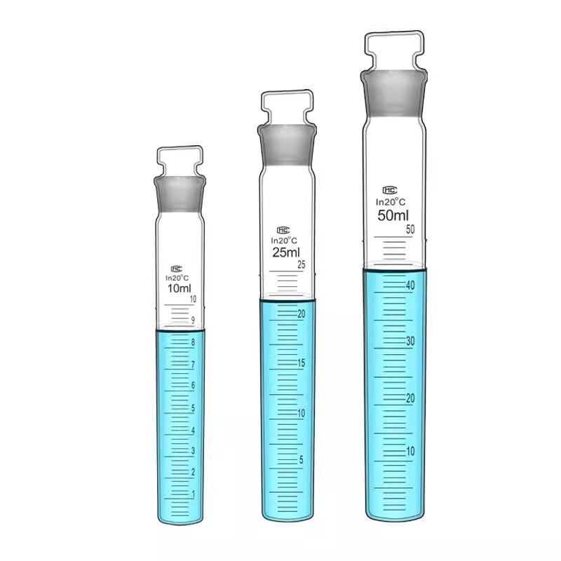 Tubo colorimétrico Nessler de vidrio, tubo de ensayo de fondo plano for laboratorio a escala completa de 10/25/50/100 ml(10ml 10PCS)