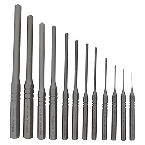Grace USA GRRS12 Professional Steel Roll Pin Punch Set with Vinyl Pouch, Gunsmith Tools & Accessories, 12 Piece, Black Cover