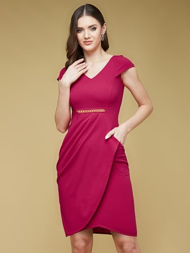 Image of Life With Pockets Women's Collared Sleeveless's Bodycon Knee-Long Dress