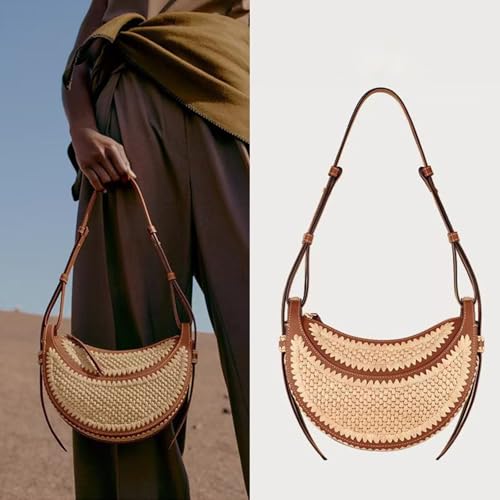Bolso Tote tejido en paja para mujer miniatura 2