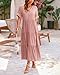 dowerme Women's Summer Dresses 2026 Casual Short Sleeve Button Loose Fit Pleated Boho Flowy Swing Long Beach Sun Dress(Nude Pink,Medium)