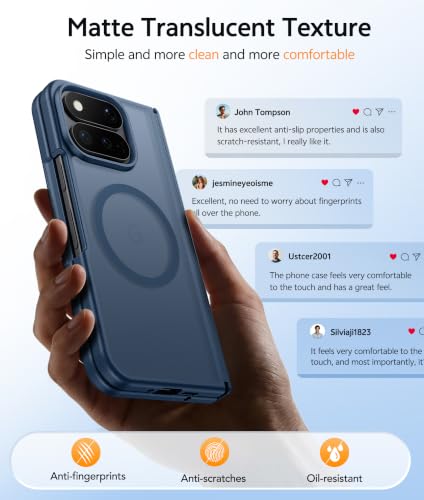 Image of FNTCASE for Google Pixel 11 Pro Fold Case, Hinge Protection, Translucent | Fit for Magsafe, 18FT Military Grade Drop Proof, Protective Tough Phone Cover, Anti Slip, Matte, Blue