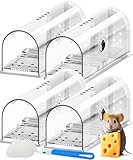 Motel Mouse Humane No Kill Live Catch and Release Mouse Traps, Reusable with Cleaning Brush - 4 Pack