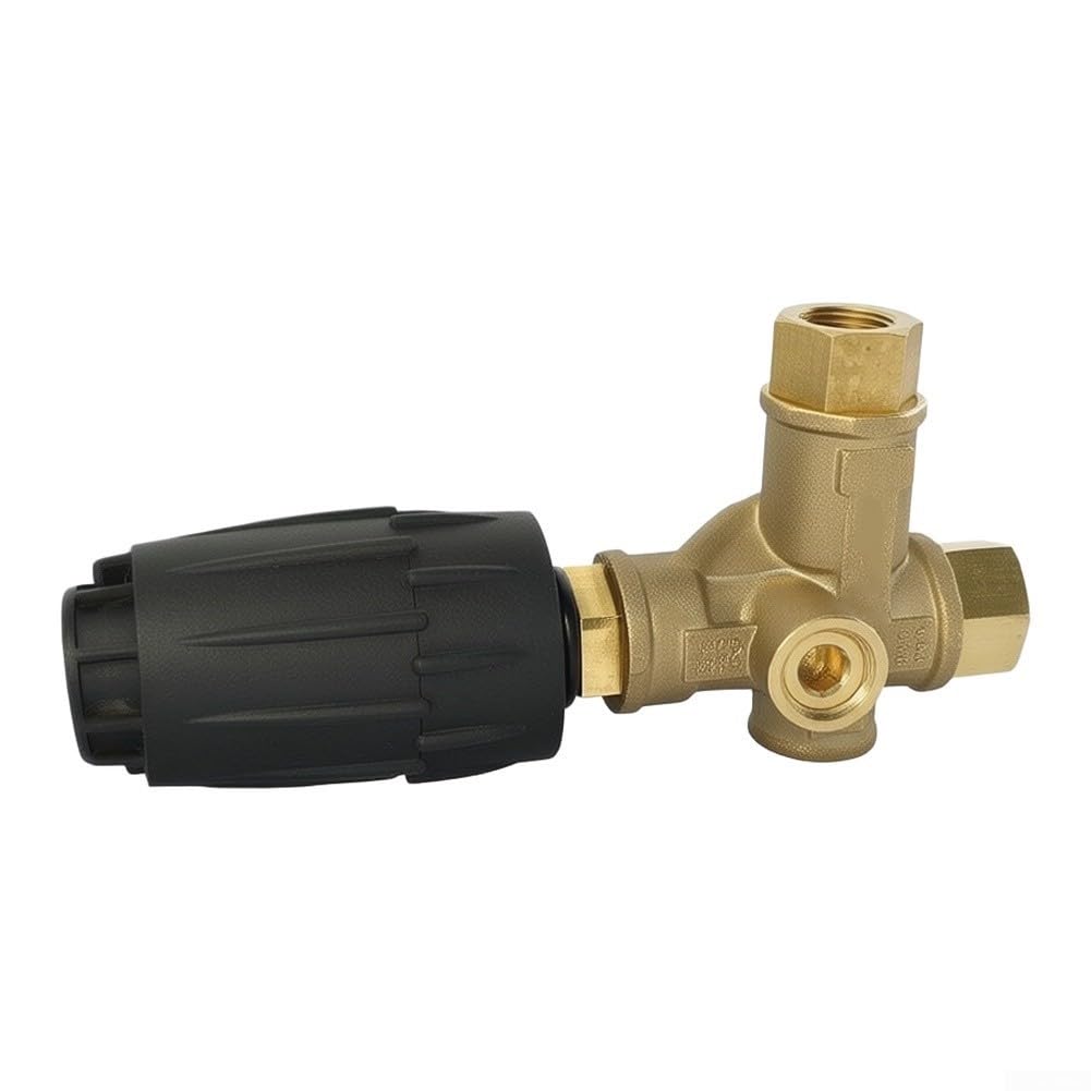 Válvula de descarga para lavadora a presión para Annovi VRT3-310, latón 4500 PSI 10.5 GPM con perilla de ajuste, ajuste de alivio de resorte negro