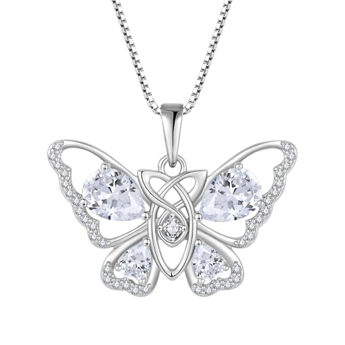 Butterfly Necklace for Women 925 Sterling Silver Butterflies Birthstone Pendant Necklaces Mother’s Day Birthday Christmas Jewelry