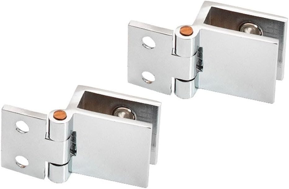 Zinc Alloy Glass Door Hinge Clamp Set 5-8mm Shower, Cabinet & Wardrobe Doors – 2-Pack, Silver Finish, Adjustable 0°/90°/180° Swing, Heavy-Duty Hardware(0 Degrees)