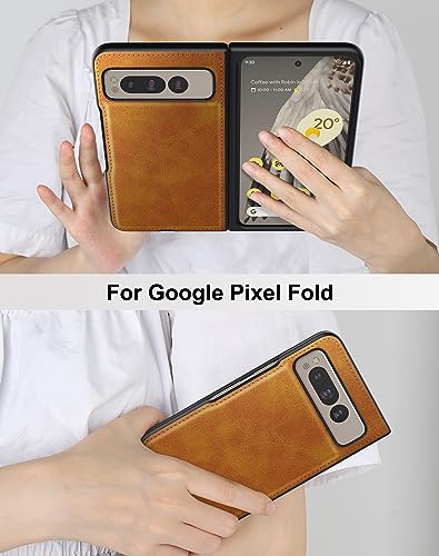 Image of Foluu Pixel Fold 2023 Case, Slim Leather + Hard PC Shell, Yellow