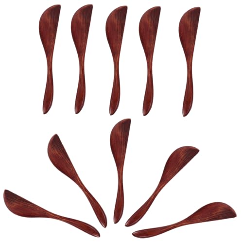 COLLBATH 10pcs Wooden Butter Knives Ergonomic Kitchen Spatulas for Spreading Jam Jelly and Butter for Baking and Breakfast Use and Easy to Clean