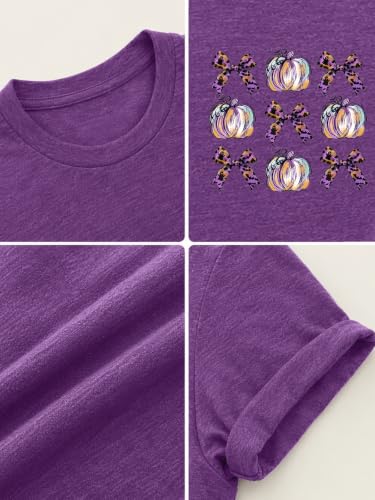 Halloween Shirts for Women Spooky Season Shirt Pumpkin Ghost Graphic tees Casual Short Sleeve Tops - image 5