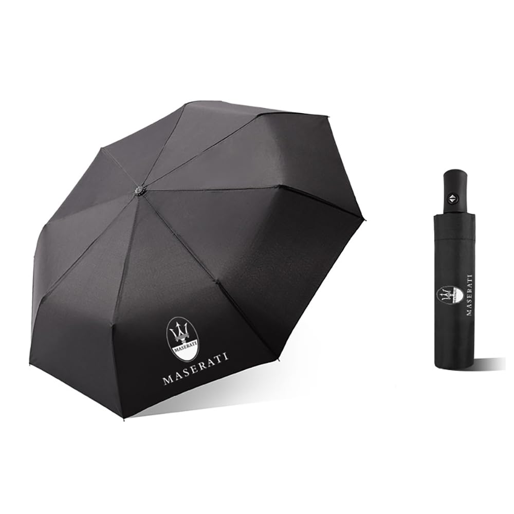 BsAppCar Automatic Folding Umbrella with Logo for Maserati 228 420/430, Waterproof Windproof Sun Protection Travel Gear Men and Women Gifts and Festival Merchandise