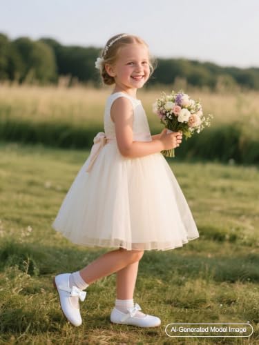 Image of PHIRAMIN Toddler Flower Girl Dress Shoes - Little Girl Mary Janes Flats Wedding