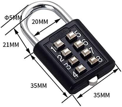 Code Padlock, Padlock, Combination Locker Padlock School Lock Coded 8 Digits Password Code Combination Zinc Alloy Suitcase for Luggage Travel Code Smart Code Keyed(Black)