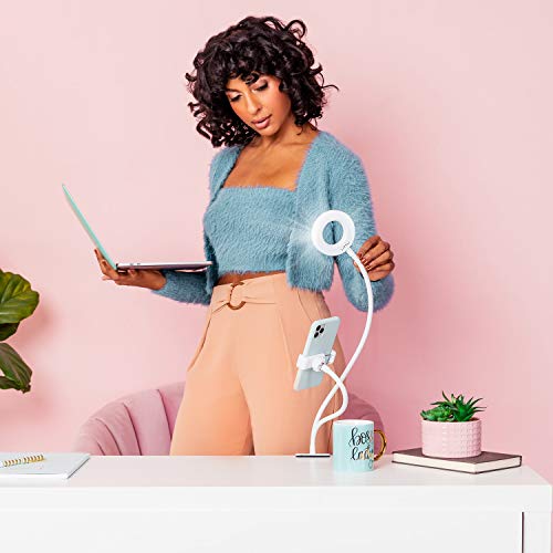 Littil Shine - Minimalist Selfie Led Ring Light With Desk Clip And Cell Phone Holder | 3 Adjustable Light Modes | Brighten Up Your Photos And Videos On Tiktok, Zoom, Ig, And Everyday Life #TOP4