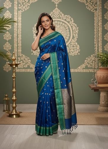 HOUSE OF EX blue mysore silk saree – image 7