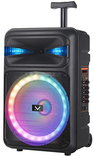 Majestic Fire T6 - Trolley Bluetooth 5.0, Luces LED Multicolor 5 Efectos, entradas USB/MicroSD/AUX-IN/Mic, micrófono, Mando a Distancia, batería, función TWS, asa y Ruedas de Transporte
