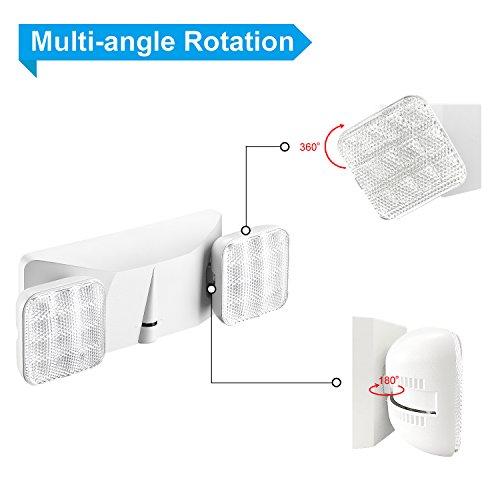 SPECTSUN 4 Pack LED Emergency Lights White, Adjustable Square Head Emergency Led Light with Battery, White Emergency Light/Emergency Light Fixture/Emergency Sign/Emergency Light Remote