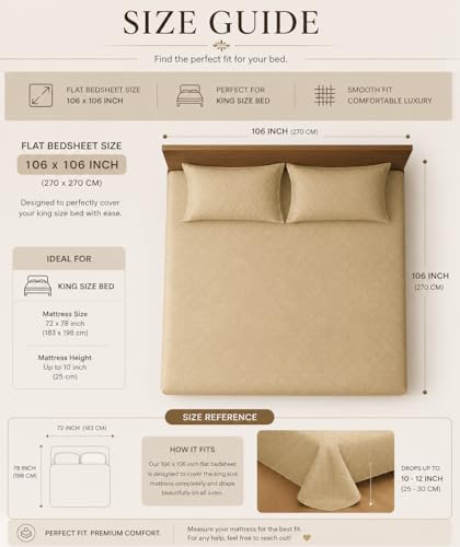 Image of Blue Strip Polycotton Bedsheet, King 108x108 (Cream) | Hotel Quality | Soft, Breathable & Colourfast | Wrinkle Resistant | Machine Washable | Pillow Covers Included