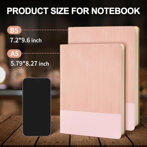 Image of Lined Journal Notebook for Work College Ruled Note Book 7.2 inchx9.6 inchB5 PU Leather Daily Journaling 160 Pages for Women Men Writing Home School Supplies Business (Pink)