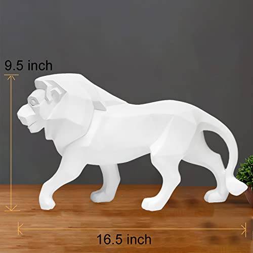 Idortybb 16.5Inch Abstract Geometric Lion Sculpture Animal Statues Art Figurines Home Decorations For Living Room Bookshelf Shelves Tv Bar Cabinets Desk Decor Table Centerpieces Ornaments (White) #TOP1