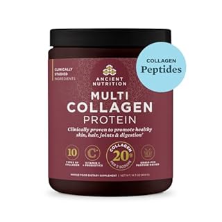 Ancient Nutrition Collagen Peptides Powder, Multi Collagen Protein, Women & Men, Vitamin C, Probiotics, Hydrolyzed Collagen, Supports Skin, Joints, Gut Health, Unflavored, 40 Servings
