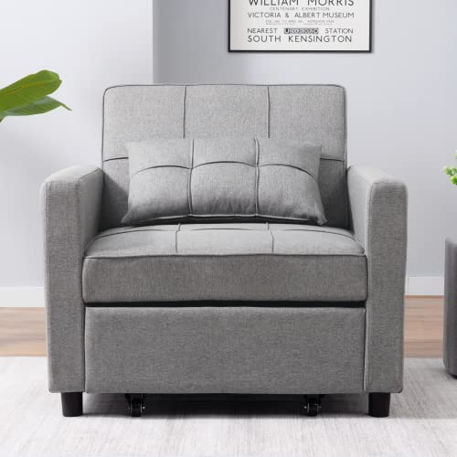 Balus Comfortable Futon Sofa Bed, 3-In-1 Folding Sleeper Chair Bed, Studio Sectional Sofa Couch, Rv Couch Bed, Light Grey #TOP7