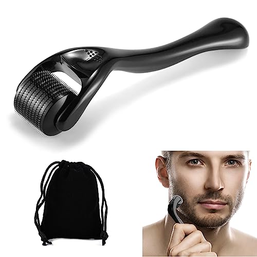 Dermaroller Barbe, Derma Roller, 0.5 mm Dermaroller Visage, Velvet Bags, Cordon de Serrage en Velours, Derma Roller pour Visage Soin de la Peau, Anti-rides, Anti-âge