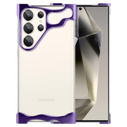 aidvaia Funda compatible con Samsung Galaxy S24 Ultra, compatible con protección de cámara de lente, diseño minimalista sin marco, personalidad extremadamente destacada (aluminio morado)