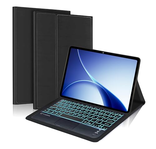 Image of ProElite TouchPad Keyboard case for Oppo Pad 5 12.1 inch, Magnetic Detachable Wireless Bluetooth TouchPad Keyboard for Oppo Pad 5 12.1 inch Built-in 7-Colors Backlit, Black