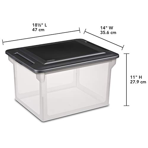 Sterilite 18689004 18.5" X 14" X 11" File Box Clear Base With Black Lid #TOP1