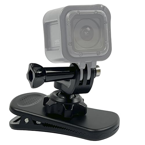 MyGadget Clip Sac à Dos pour Gopro [Rotation à 360 degrés] - Support Extra Fort pour Action Cameras comme GoPro Hero | Session | Max/DJI Osmo en Noir