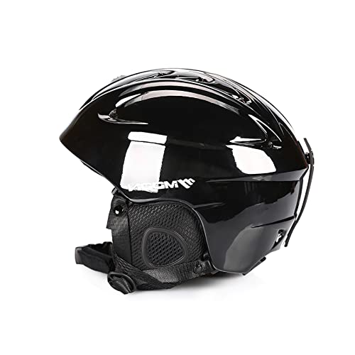 LIONCIANO Casco para Deportes De Nieve, Forro Extraíble y Orejeras, Circunferencia De La Cabeza Ajustable, Unisex, Cálido y Transpirable, Casco Conforme a CE-EN1077(M-Negro Brillante) Cover