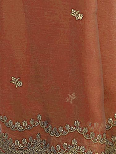 Image of Satrani Women's Shimmer Chiffon Sequins Embroidery Saree with Unstitched Blouse Piece