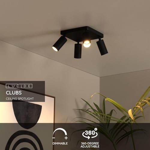 LUCIDE Clubs - Ceiling Spotlight - 4xGU10 - Black - Image 3